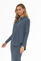 Blue Herringbone Textured Shirt