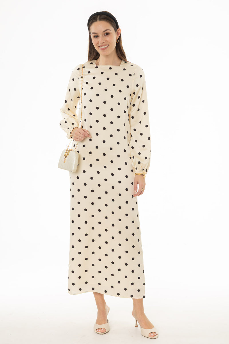 Ivory Polka Dot Maxi Dress – BLANK
