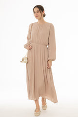 Tan Waisted Maxi Dress