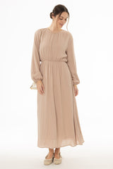 Tan Waisted Maxi Dress