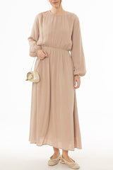 Tan Waisted Maxi Dress
