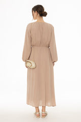 Tan Waisted Maxi Dress