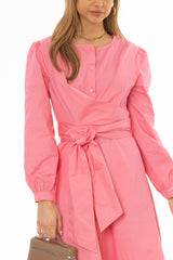 Hot Pink Drape Cotton Maxi Dress