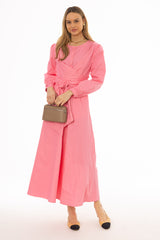 Hot Pink Drape Cotton Maxi Dress