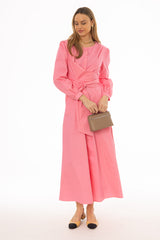 Hot Pink Drape Cotton Maxi Dress