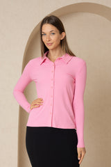 Pink Basic Ribbed Shirt