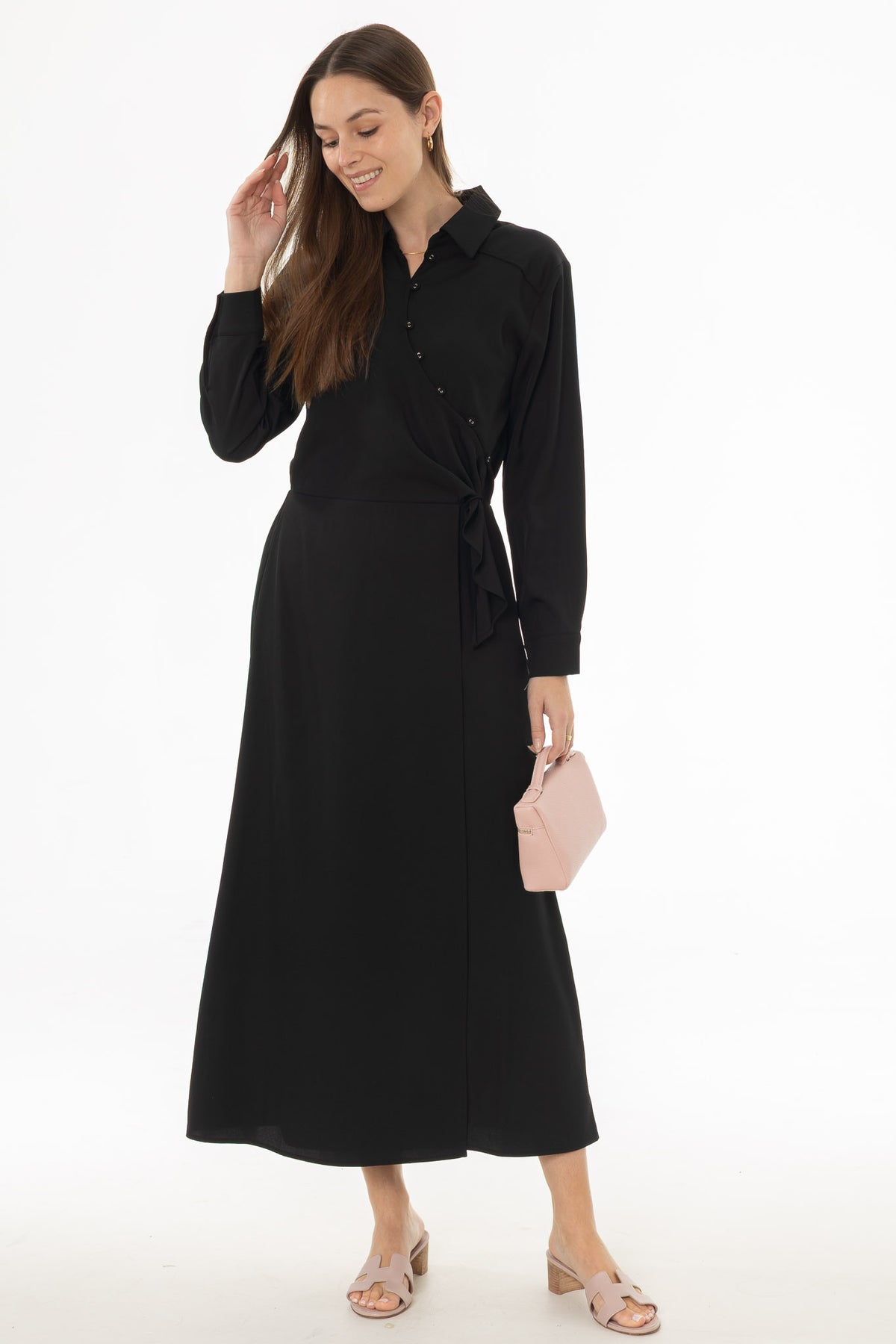 long black dress with buttons Baltic Born Womens Aizey Button Up Maxi Dress | Black