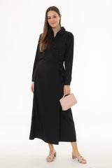 Black Button Side Loop Maxi Dress