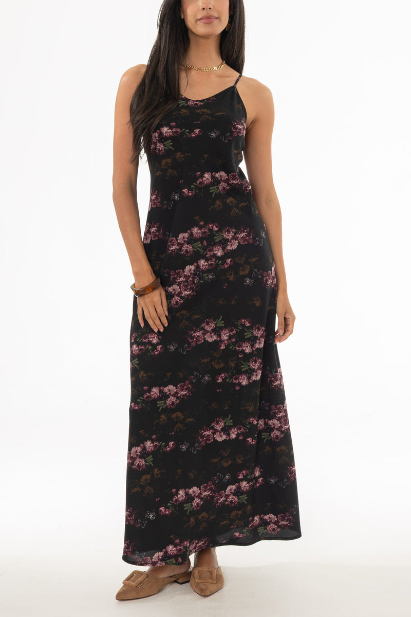 purple floral slip dress Final SaleJacqueline Floral Print Off-The-Shoulder Contrast Bow Slip Dress