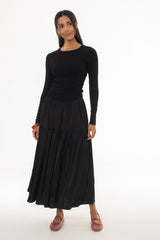 Black Combo Tiered Maxi Dress