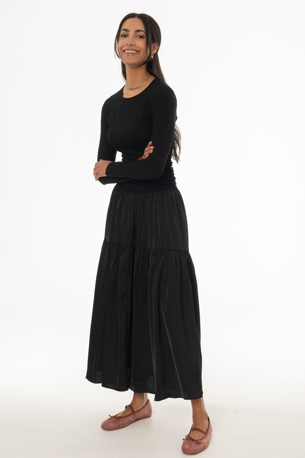 Black Combo Tiered Maxi Dress – BLANK