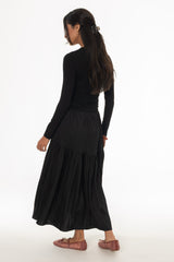 Black Combo Tiered Maxi Dress