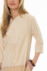 Tan Colorblock Oversized Maxi Dress