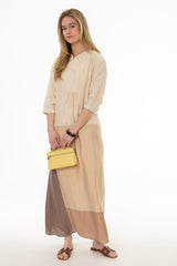 Tan Colorblock Oversized Maxi Dress