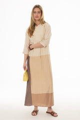 Tan Colorblock Oversized Maxi Dress