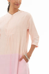 Pink Colorblock Oversized Maxi Dress