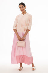 Pink Colorblock Oversized Maxi Dress