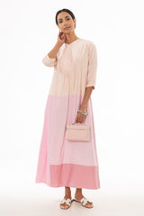 Pink Colorblock Oversized Maxi Dress