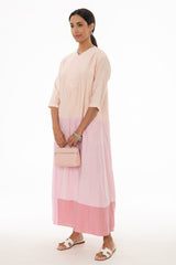 Pink Colorblock Oversized Maxi Dress