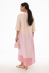 Pink Colorblock Oversized Maxi Dress