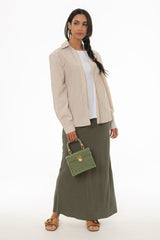 Olive Linen Feel Slip Skirt