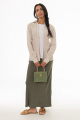 Olive Linen Feel Slip Skirt