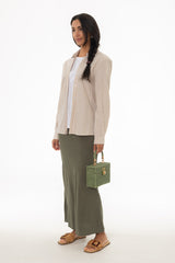 Olive Linen Feel Slip Skirt