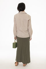Olive Linen Feel Slip Skirt