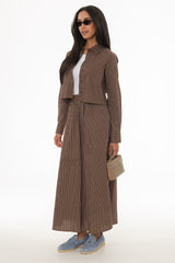 Brown Double Striped Cotton Maxi Skirt