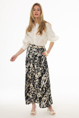 Black Multi Printed Flare Skirt