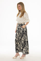 Black Multi Printed Flare Skirt