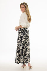 Black Multi Printed Flare Skirt