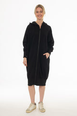 Black Zipper Sweatshirt Dress