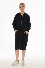 Black Zipper Sweatshirt Dress