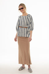 Tan Linen Feel Slip Skirt