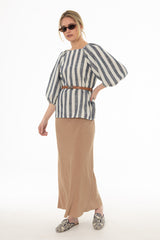 Tan Linen Feel Slip Skirt