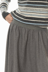 Grey Ribbed Waist Wool Feel Skirt