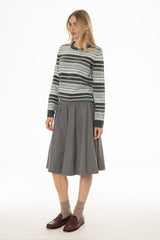 Grey Ribbed Waist Wool Feel Skirt