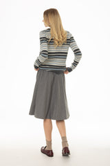Grey Ribbed Waist Wool Feel Skirt