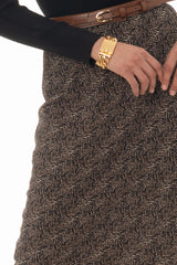 Brown Chevron Printed Slip Skirt