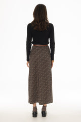 Brown Chevron Printed Slip Skirt