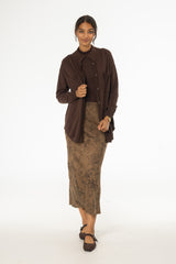 Brown Floral Printed Slip Skirt