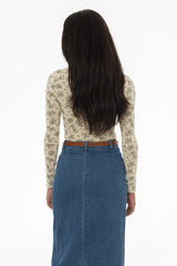 Ivory Floral Round Neck T-Shirt
