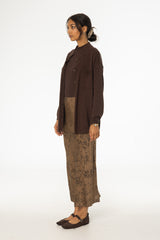 Brown Floral Printed Slip Skirt