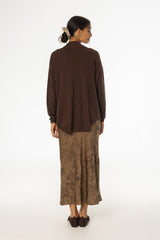 Brown Floral Printed Slip Skirt