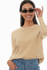 Tan Ribbed Dolman Sleeve T-Shirt