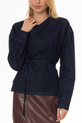 Blue Denim Wrap Top