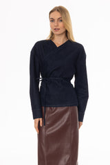 Blue Denim Wrap Top