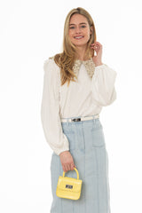 Floral Print Contrast Collar Top