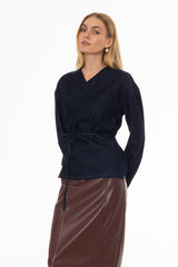 Blue Denim Wrap Top